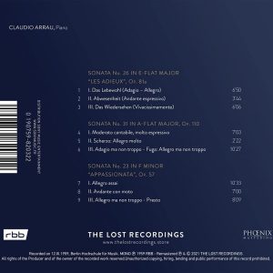 CLAUDIO ARRAU - THE UNRELEASED BEETHOVEN RECITAL 1959 - Imagen 2