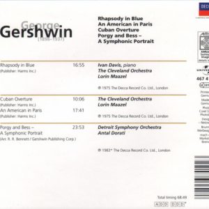 GEORGE GERSHWIN - RHAPSODY IN BLUE AN AMERICA / AN AMERICAN IN PARIS / CUBAN OVERTURE / PORGY AN BESS / A SYMPHONIC PORTRAIT - Imagen 2
