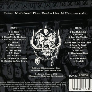 MOTORHEAD - BETTER MOTORHEAD THAN DEAD - LIVE AT HAMMERSMITH - Imagen 2