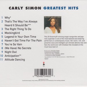 CARLY SIMON - GREATEST HITS - THE BEST OF CARLY SIMON - VOL 1 - Imagen 3