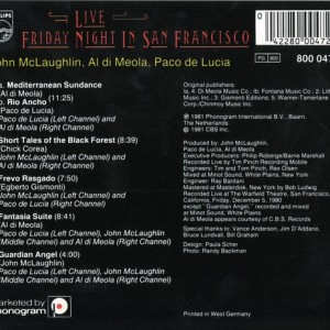 AL DI MEOLA JOHN MCLAUGHLIN Y PACO DE LUCIA - FRIDAY NIGHT IN SAN FRANCISCO - Imagen 3
