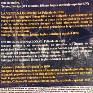 PSICOSIS / LA VENTANA INDISCRETA / INTRIGA INTERNACIONAL / ASESINATO - Imagen 2